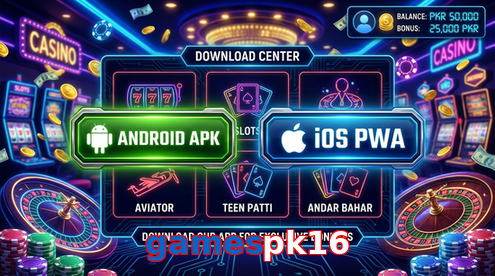 Main screen of Gamespk16 download page for PK players