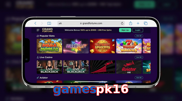 Main screen of Gamespk16 ios page for PK players